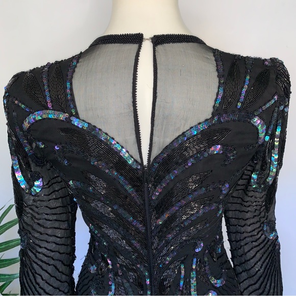 w o w :: Vintage Glamorous Fitted Sequin Beaded Gatsby Dress - Picture 3 of 16